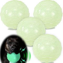 LECHONG glow dog ball squeaker closeup for night fetch