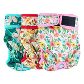 Leekalos reusable dog diapers in Flora color bundle for versatile incontinence management.
