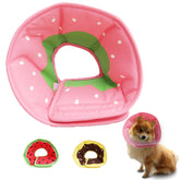 Leeper soft dog cone with donut pattern offers comfortable protection after surgery.