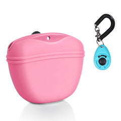 Left&Right dog clicker training kit pink treat pouch for easy feeding on walks.