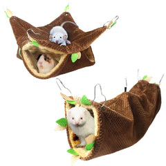 LEFTSTARER Forest Hammock Set tunnel view provides a cozy play space for small pets.