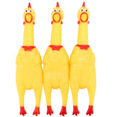 LEGEND SANDY Screaming Chicken dog toy yellow pack front promotes active play with a loud squeak.