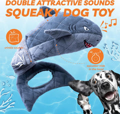 Legend Sandy squeaky crinkle shark toy with durable seams ideal for strong chewers.
