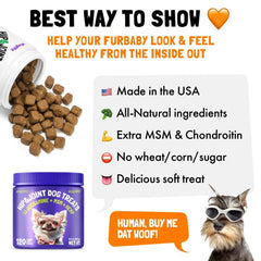 LEGITPET glucosamine-chondroitin-turmeric label emphasizes joint comfort ingredients.