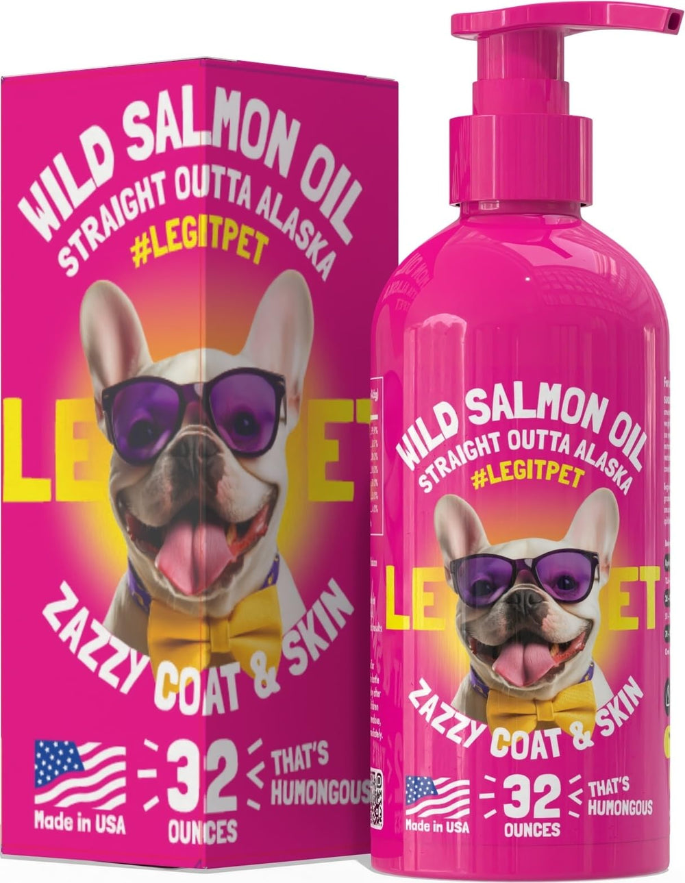LEGITPET Wild Alaskan Salmon Oil bottle pour supports healthy skin and coat.