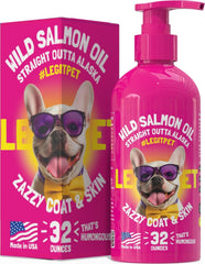 LEGITPET Wild Alaskan Salmon Oil bottle pour supports healthy skin and coat.