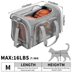 LEHNI soft-sided carrier top view highlighting compact, collapsible frame