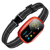LeHuski bark collar front view on red collar for versatile training benefits