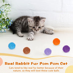 LEIFIDE rabbit fur pom pom ball—vivid color—solo play support