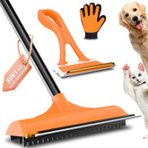 Leishiyen carpet rake with 58 inch handle removes pet hair from rugs and couches