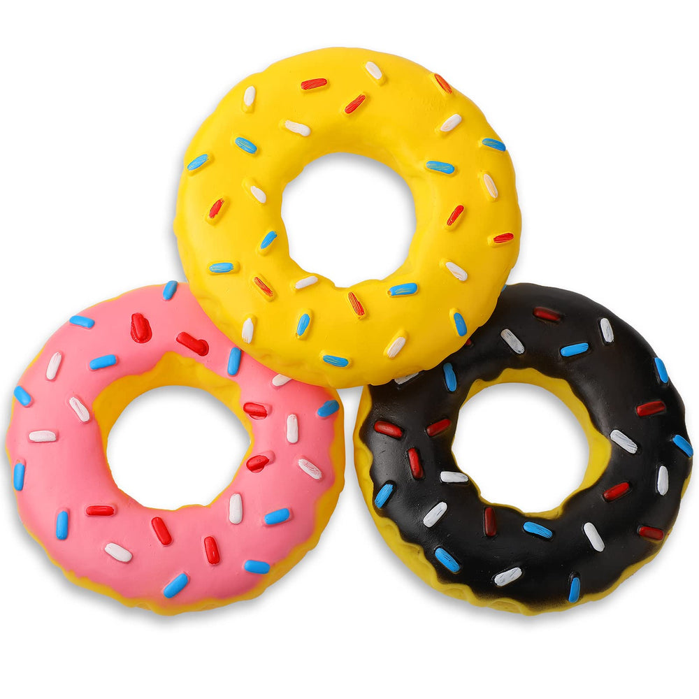 Leitee donut dog toy pink with squeaker for engaging interactive play sessions