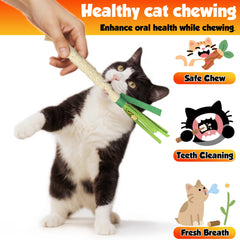 LEKEWPET Catnip Chew Stick close-up rope emphasizes soft texture and safety.