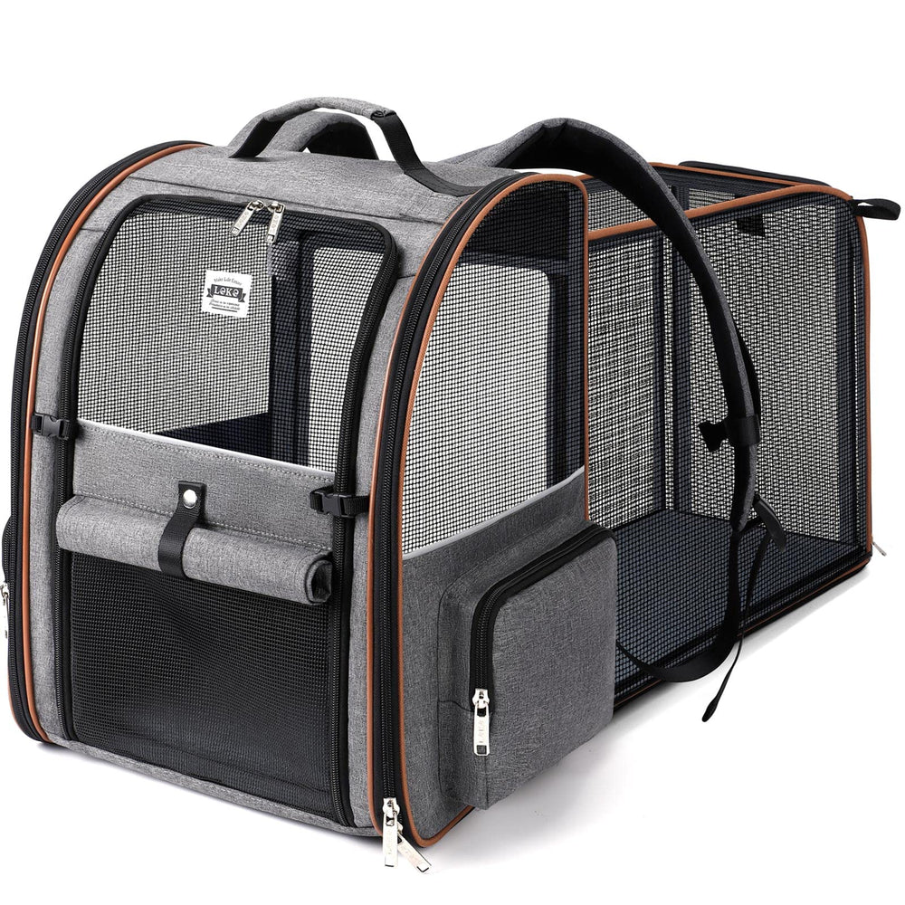 Lekebobor large-cat-backpack-carrier gray front view for travel comfort