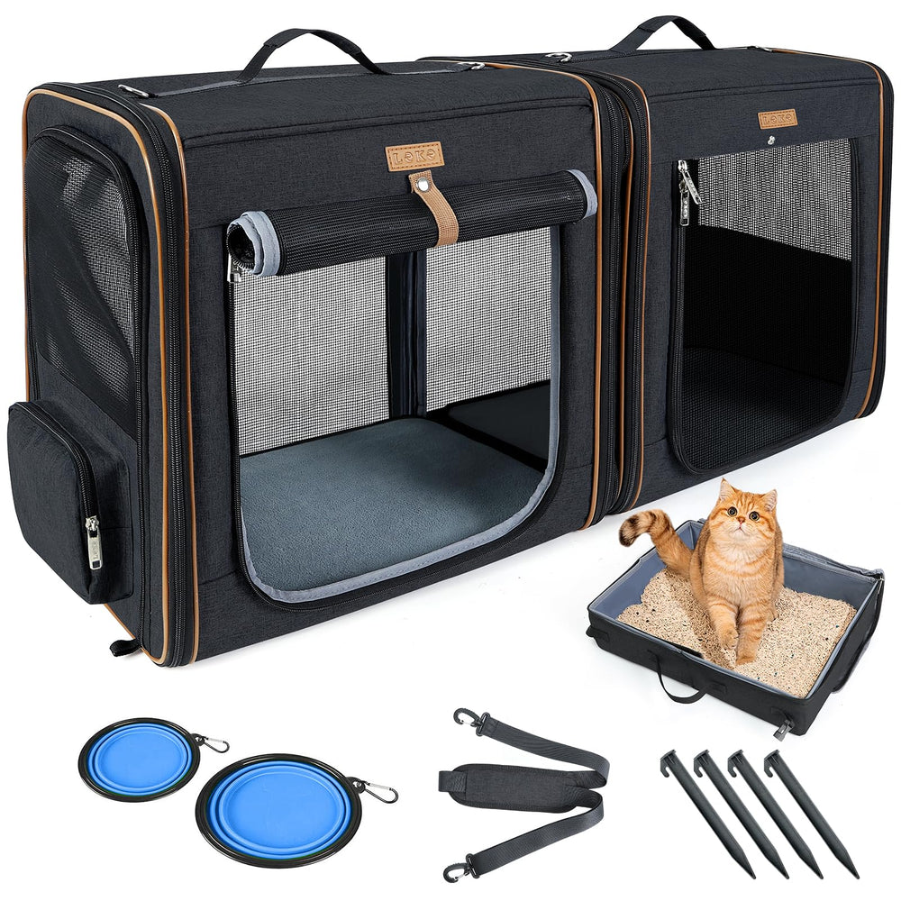 Lekereise 2-in-1 cat travel carrier with litter box setup for on-the-go comfort