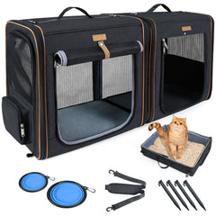 Lekereise 2-in-1 cat travel carrier with litter box setup for on-the-go comfort