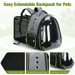 Lekereise Cat Backpack Carrier expandable interior space for comfortable pet movement.