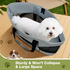 Lekereise dog purse gray breathable mesh panel promoting airflow for cooling outings