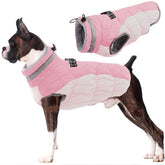 LelePet dog coat front pink 2XL high warmth, waterproof exterior for cold outings.