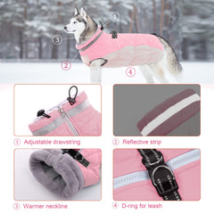 LeLePet plush turtleneck collar pink coat keeps neck warm