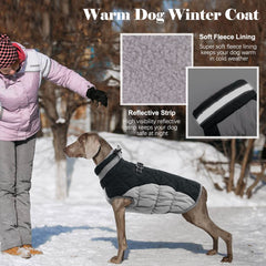 LeLePet coat’s plush turtleneck collar adds neck warmth and protection.