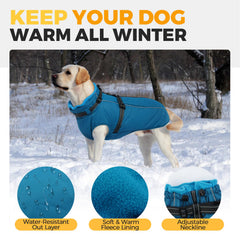 LeLePet windproof waterproof fleece keeps your dog warm and dry