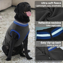 LeLePet dog sweater reflective strip boosts visibility for dawn or dusk strolls.