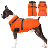 LelePet dog winter coat orange back zipper enables quick on-off during walks