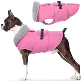 Lelepet warm dog coat waterproof pink exterior protects medium dogs during rain
