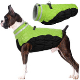 LeLePet warm waterproof dog coat with harness front view for secure outdoor wear