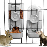 Lemtrflo hanging automatic feeder gray front view for easy pet meals.
