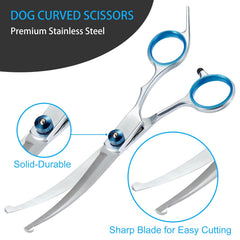 Lengnoyp curved dog grooming scissors ergonomic control during grooming