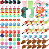Lenwen 100pcs cat toys bundle for diverse indoor play and exercise.