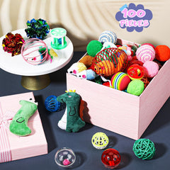 Lenwen cat toys with mice and balls for interactive stimulation.
