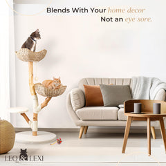 LEO & LEXI cat tree full view shows impressive height for vertical play and exploration.