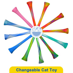 Leoezx Cat Spring Toy cat-playing shows colorful coils in action, engaging curiosity and movement.
