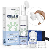 Leopong dog paw cleaner bottle demonstrates quick, gentle cleansing for dirty paws