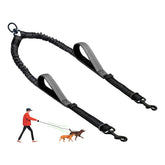 LEOSASA double dog leash coupler shows extended rope for two-dog walking effectiveness.