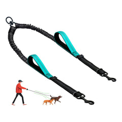 LEOSASA double dog leash with no-tangle splitter during two-dog walk for smoother control.