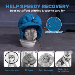 Leotrag cat recovery collar durable-twill exterior for drool resistance and longevity