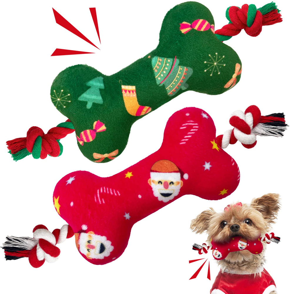 Lepawit Christmas two-pack toy—soft squeaky play for dogs, encourages interactive fetch and gentle chew