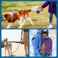 Lepawit poop bag holder carabiner clip showcases secure leash attachment for quick access.