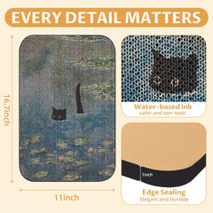 Lesissmer Art Cat Scratcher Water Lily Pond image emphasizes wall-installation for space-saving fun