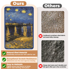Lesissmer Sisal Cat Scratcher Mat close-up shows natural fibers and anti-slip texture.