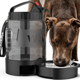 Lesotc 77oz travel bottle filled for outdoor adventures, keeps pups hydrated during hikes.