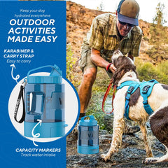 lesotc dog water bowl dispenser 77oz open bowl demonstrates convenient drinking on hikes