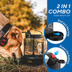 Lesotc pull-out dog-bowl dispenser in use, easy one-handed hydration on-the-go.