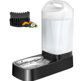Lesotc water dispenser tank shows a 2.4-gallon reservoir for large dogs, lasting hydration.