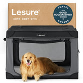 LE SURE 42in soft collapsible crate folded in its storage bag for easy travel.
