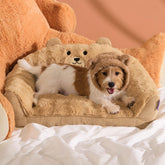 LE SURE Cat Bed bear design close-up with plush faux fur for cozy naps.