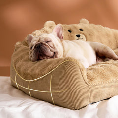 LE SURE Cat Bed bear design side view showing bolster support for comfort.